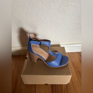 Women’s blue t-strap chunky high heel Size 6 (new in box) never used